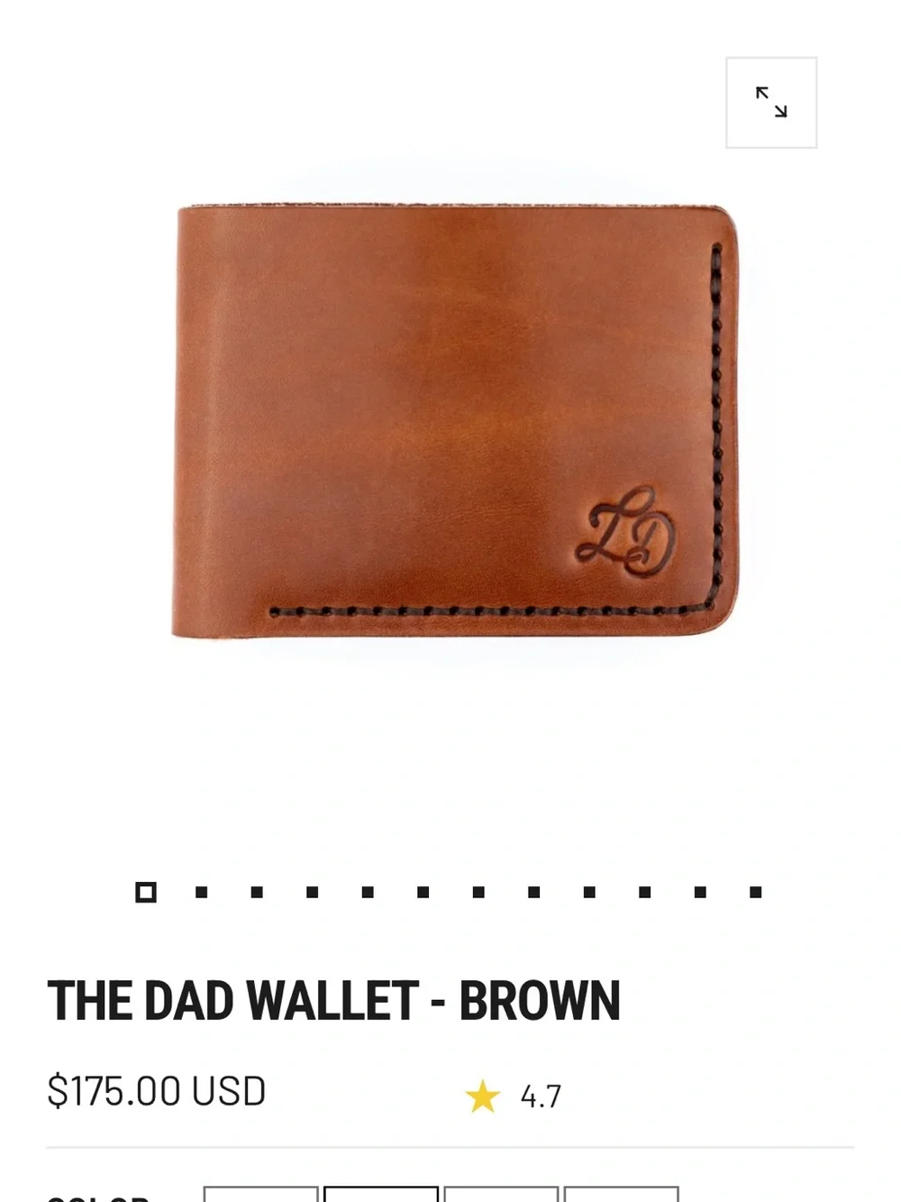 Hand-stitched Tan Leather Money Clip Wallet with Subtle Monogram